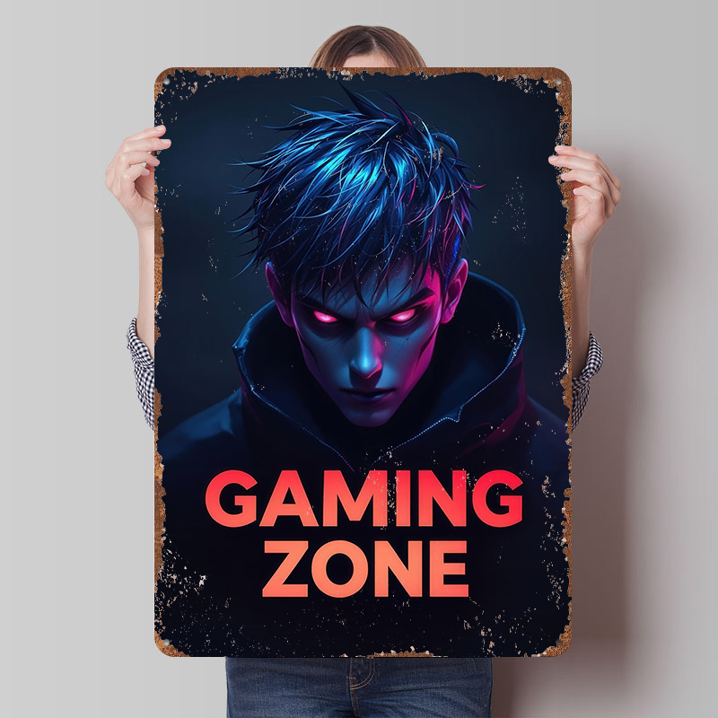 Retro Gaming Zone - Gaming Zone Neon Gamer Portret Tin